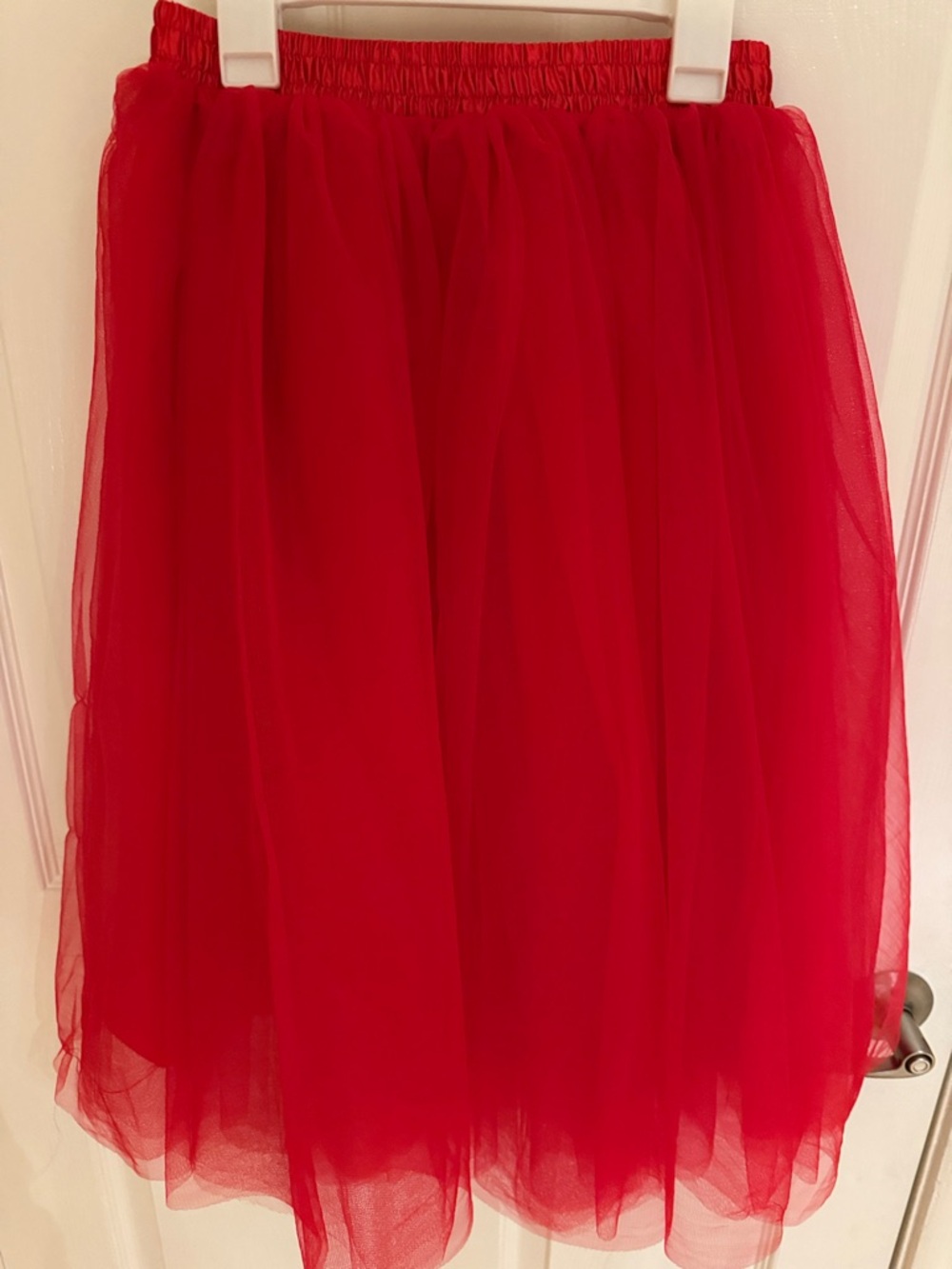 Red Tulle Midi Skirt